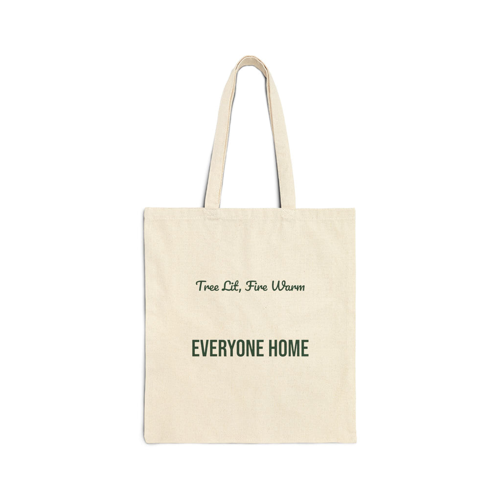 Christmas Tote Bag Tree Lit Fire Warm Everyone Home Cozy Design