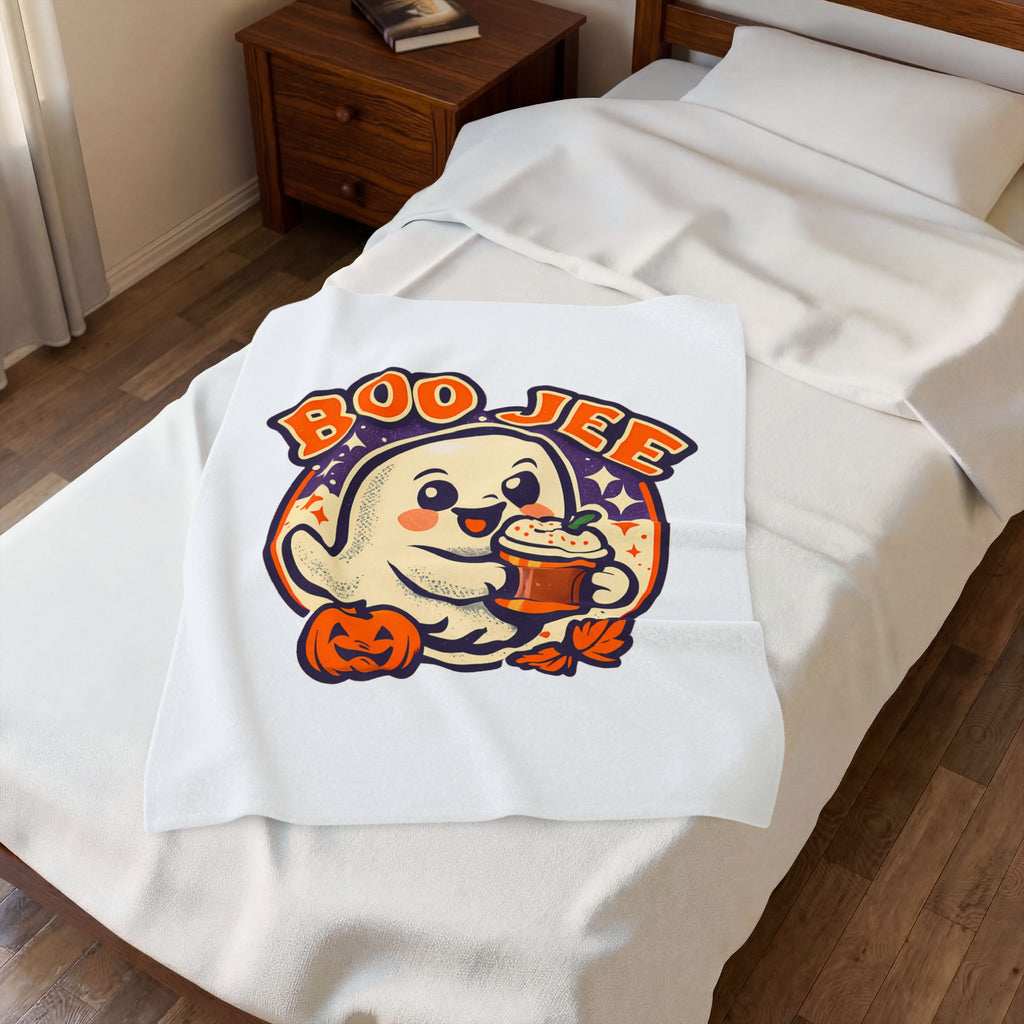 Boo Jee Funny Ghost Pumpkin Spice Throw Blanket