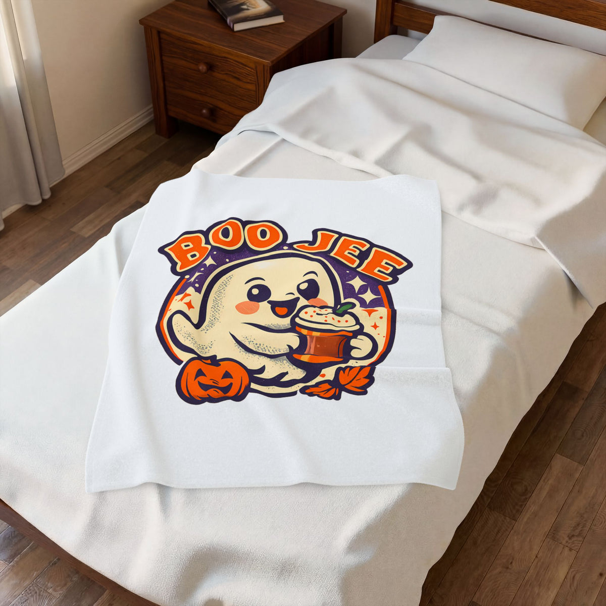 Boo Jee Funny Ghost Pumpkin Spice Throw Blanket