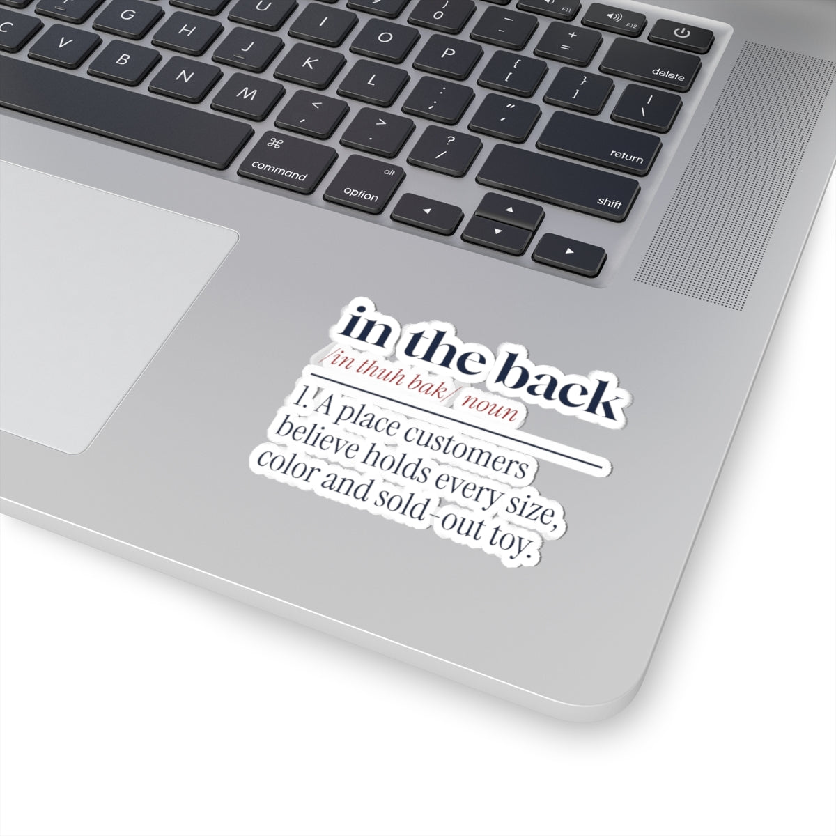 Funny Retail Christmas Sticker In The Back Dictionary Definition