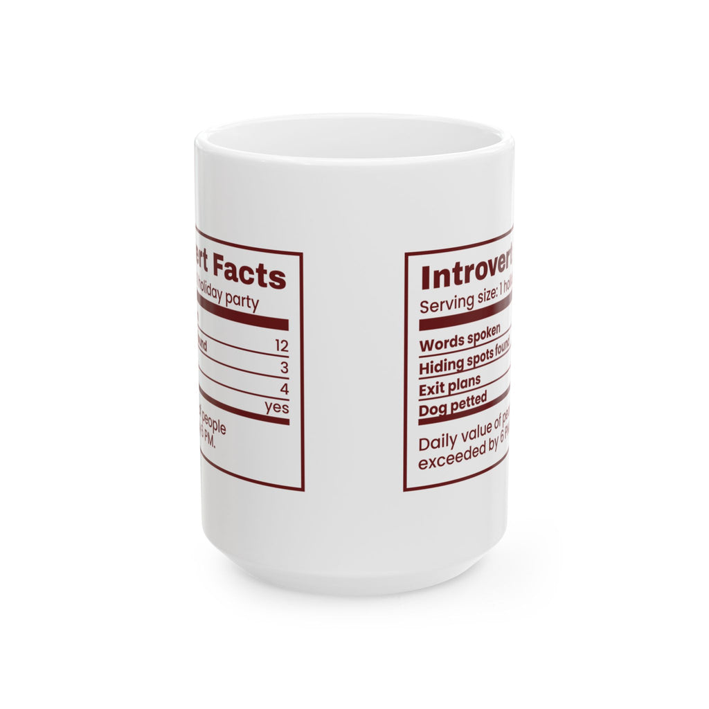 Funny Christmas Introvert Coffee Mug Introvert Facts Nutrition Label