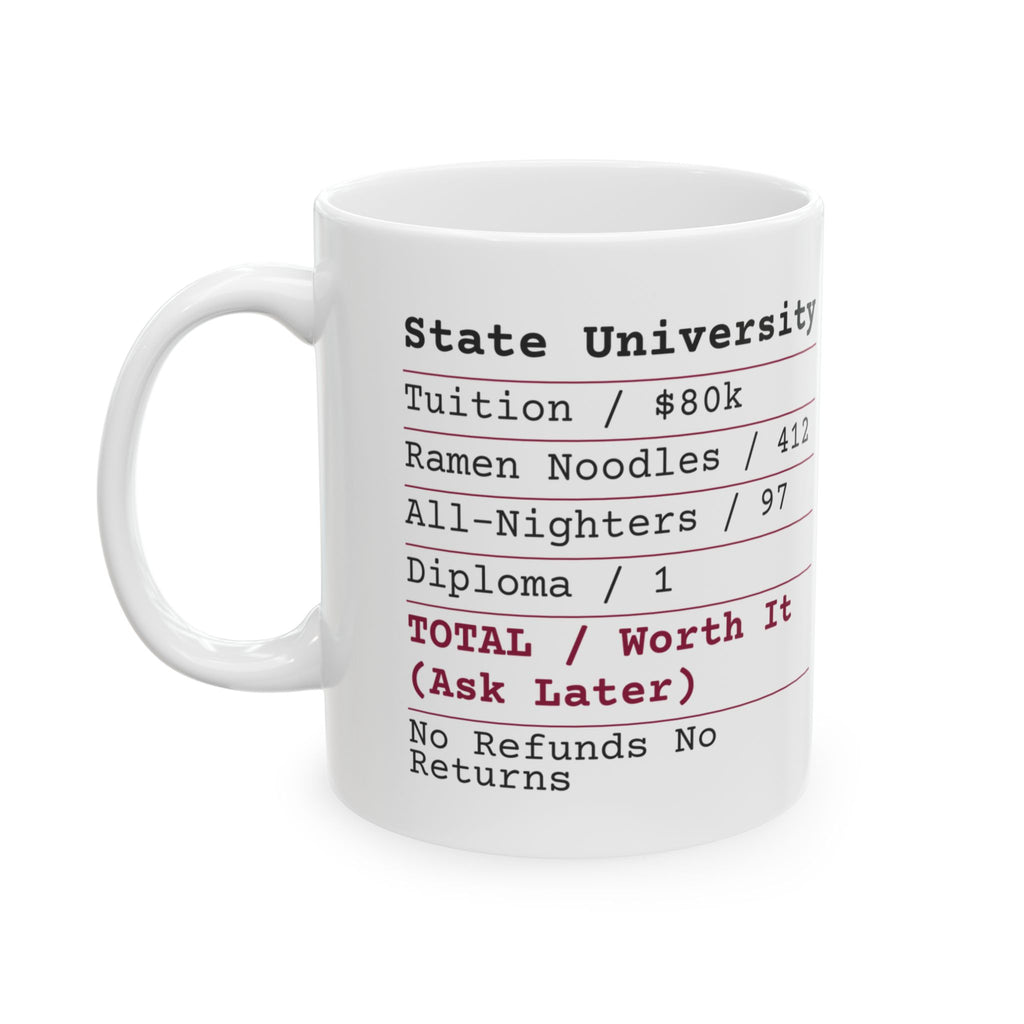 Funny College Grad Mug Tuition Receipt Worth It Ask Later