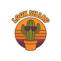 Look Sharp Funny Retro Cactus Plant Lover Sticker