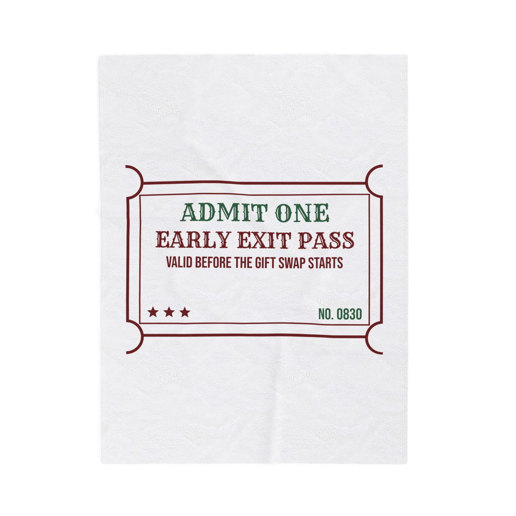 Funny Introvert Christmas Party Throw Blanket Early Exit Pass Ticket