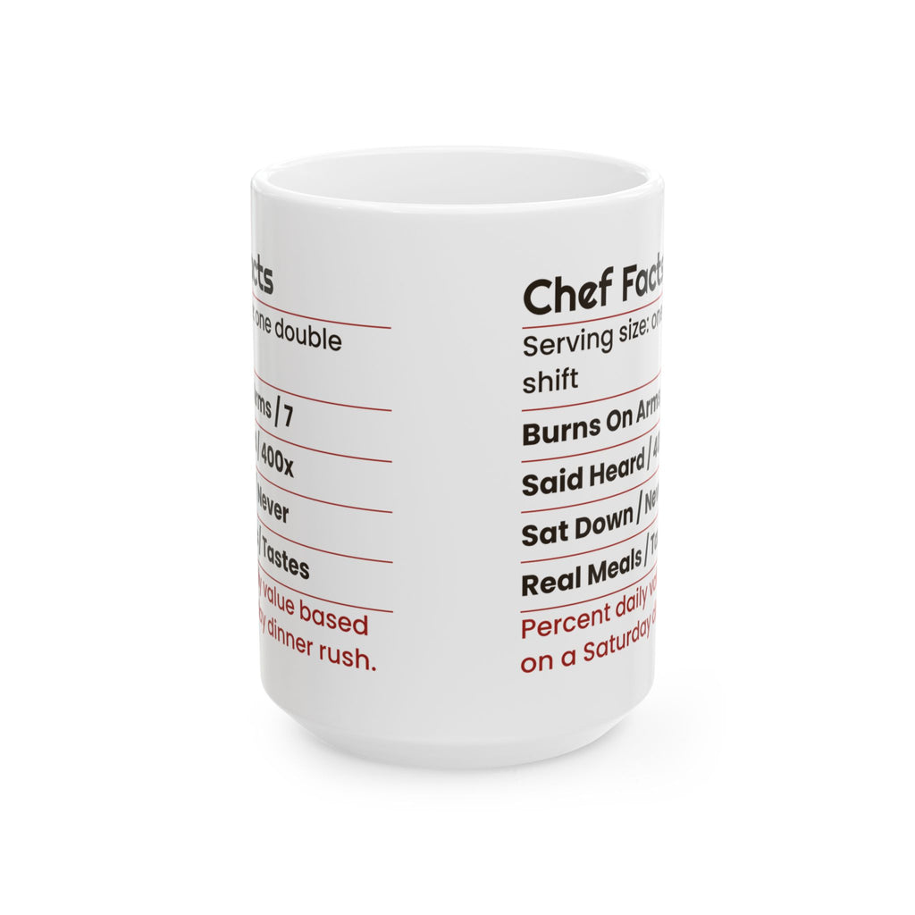 Funny Chef Coffee Mug Chef Facts Nutrition Label For Cooks