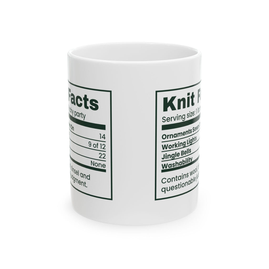 Funny Christmas Coffee Mug Knit Facts Ugly Sweater Nutrition Label