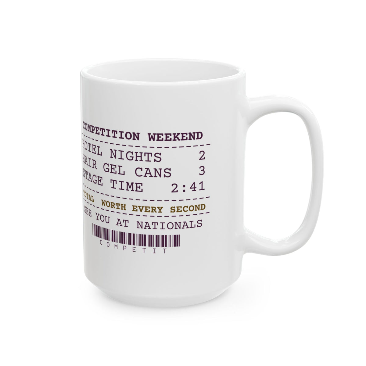 Funny Dance Mom Coffee Mug Two Hotel Nights For 2:41 On Stage Receipt