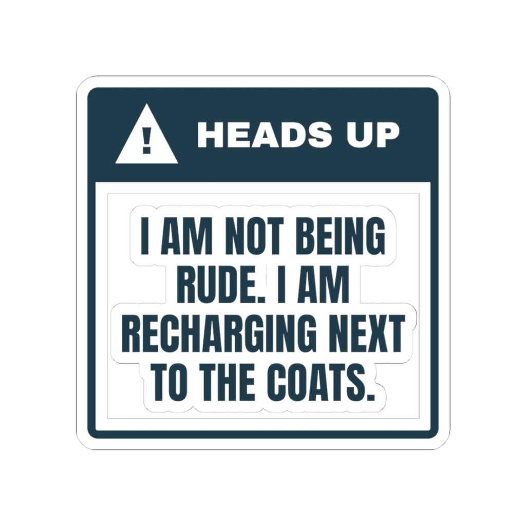 Funny Introvert Holiday Party Sticker Recharging Next To The Coats