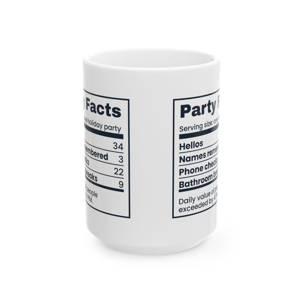 Funny Introvert Christmas Party Coffee Mug Party Facts Nutrition Label