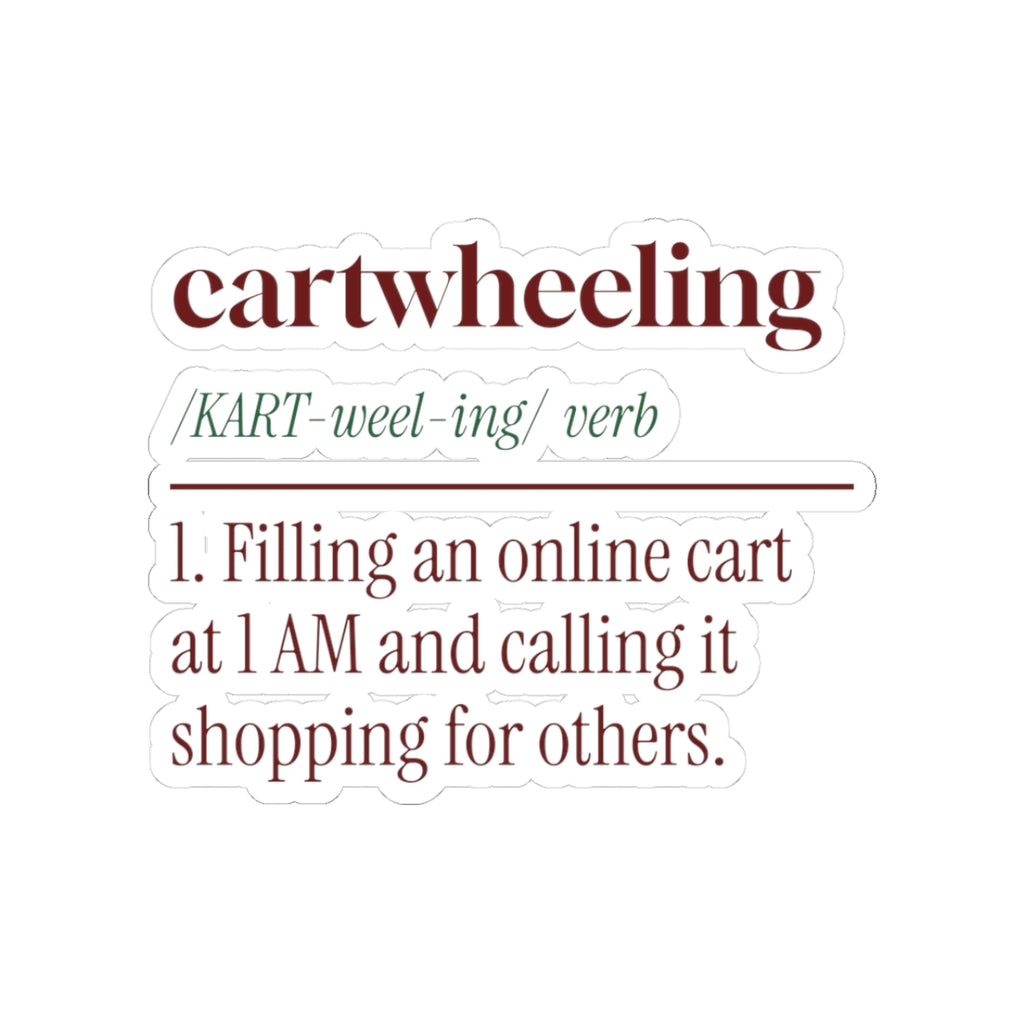 Funny Christmas Shopping Sticker Cartwheeling Dictionary Definition