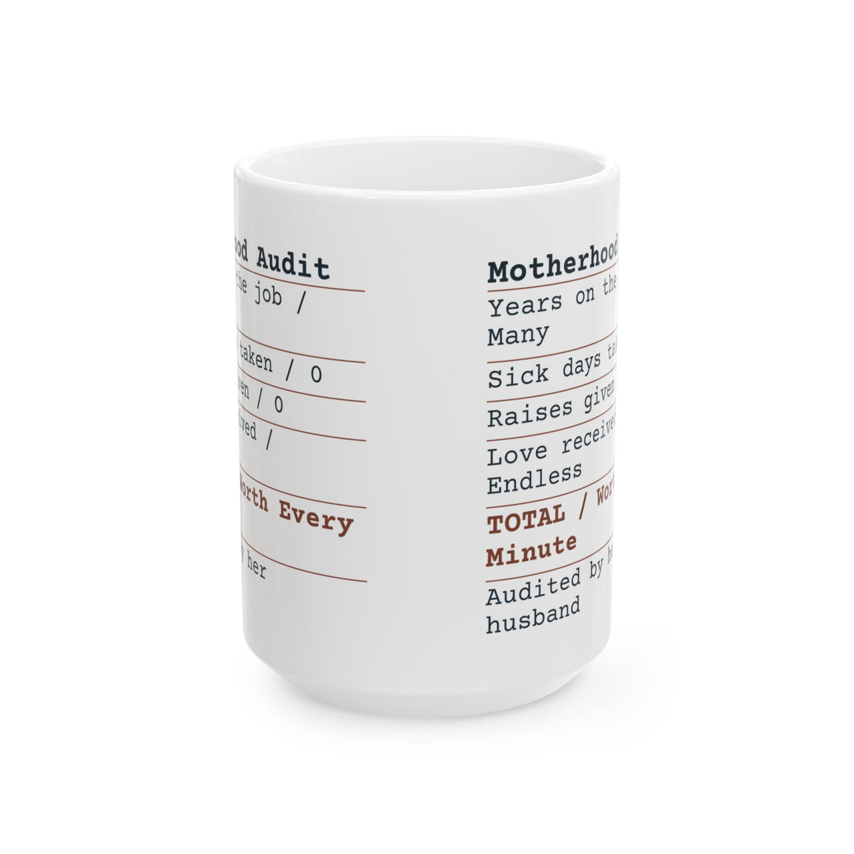 Funny Wife Coffee Mug Motherhood Audit Receipt For Wife
