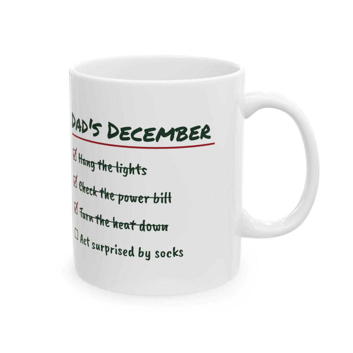 Funny Dad Christmas Coffee Mug Act Surprised By Socks Checklist