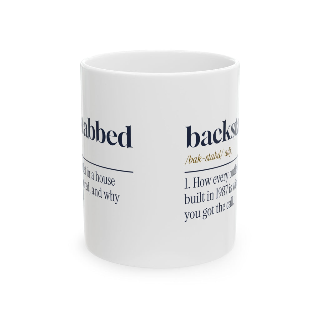 Funny Electrician Coffee Mug Backstabbed Definition For Electricians