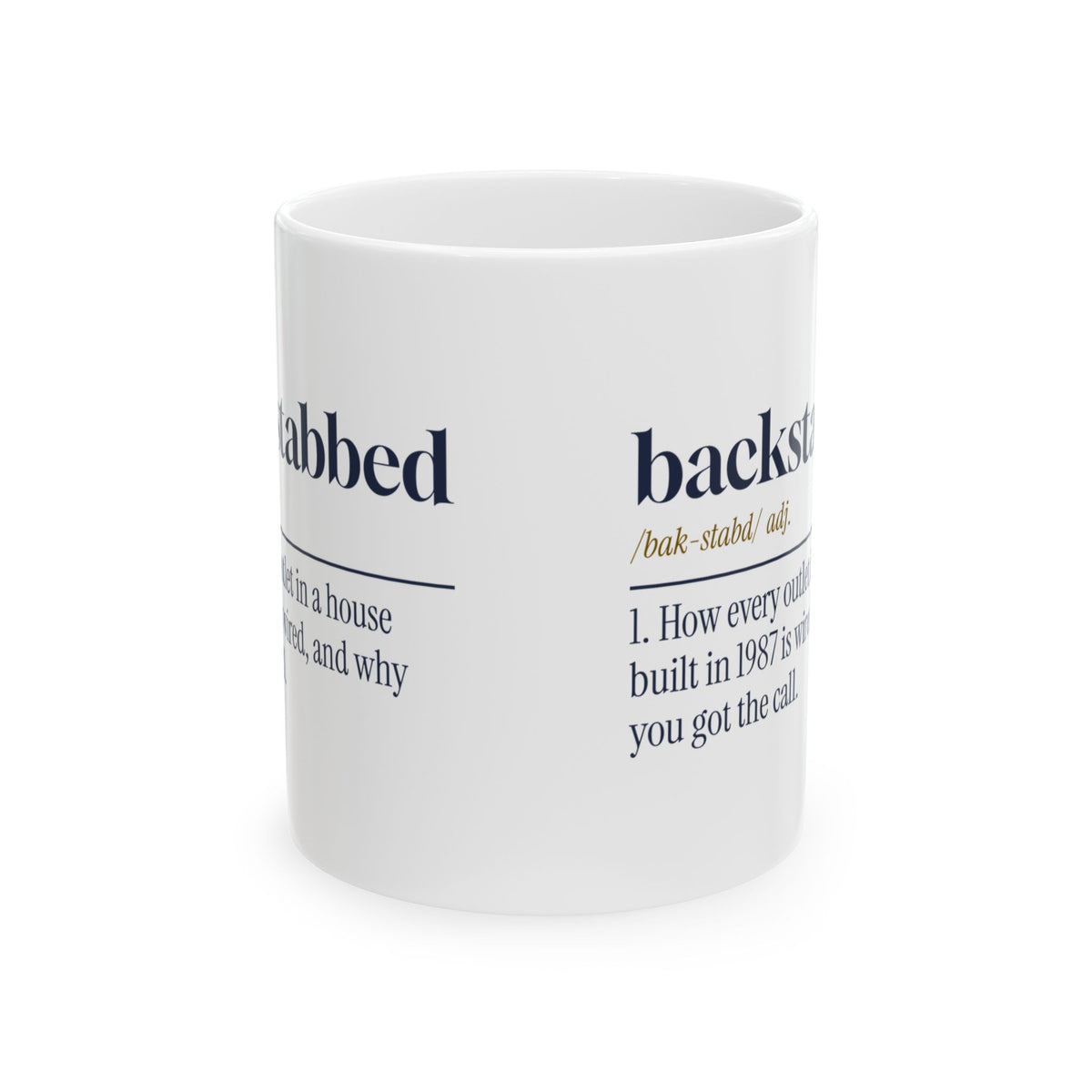 Funny Electrician Coffee Mug Backstabbed Definition For Electricians