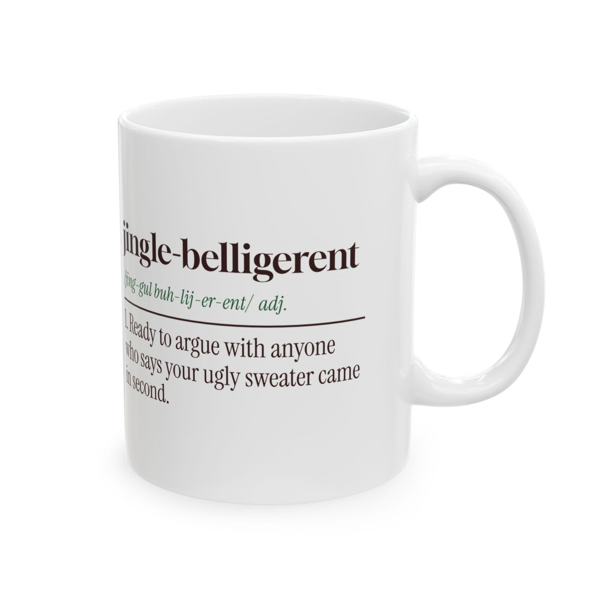 Funny Ugly Sweater Contest Coffee Mug Jingle-Belligerent Dictionary