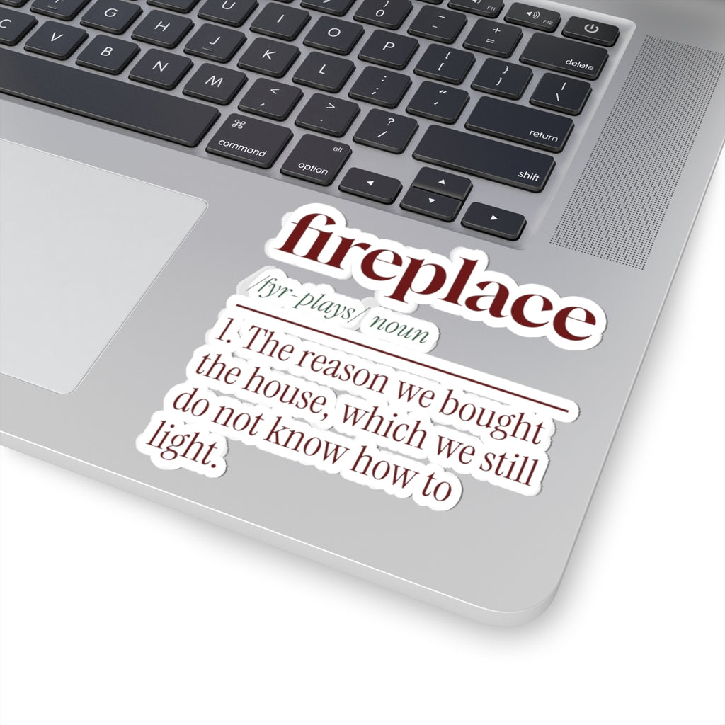 Funny New Home Christmas Sticker Fireplace Dictionary Definition