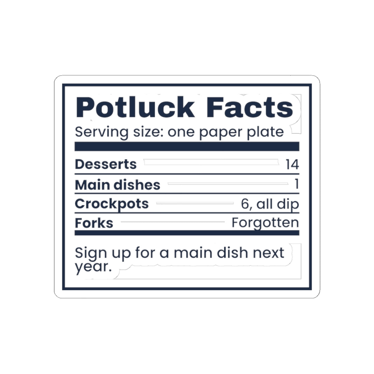 Funny Office Christmas Potluck Sticker Potluck Nutrition Facts
