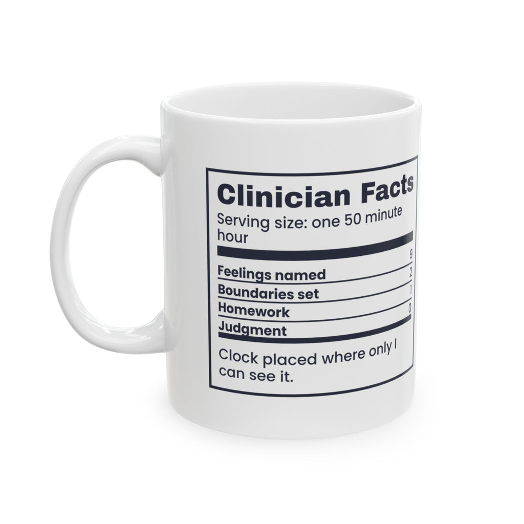 Therapist Coffee Mug Clinician Facts Nutrition Label