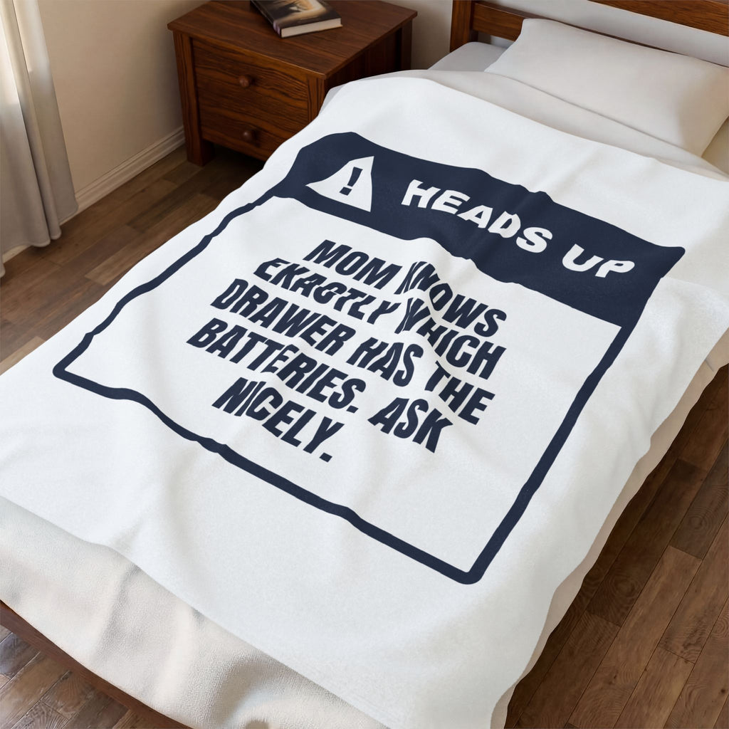 Funny Christmas Mom Throw Blanket Mom Knows The Battery Drawer