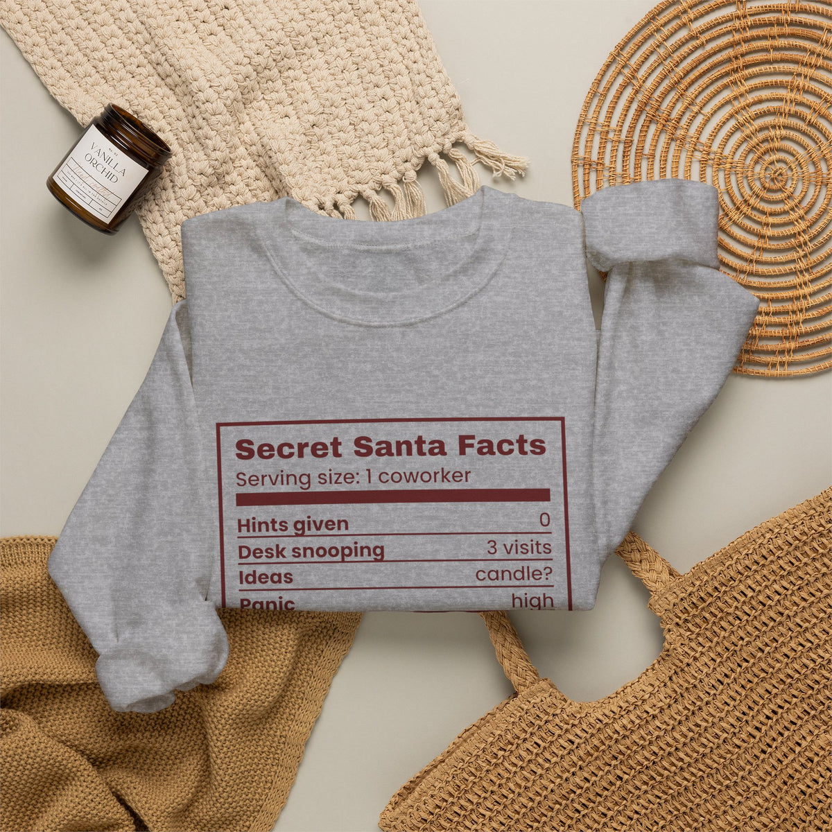 Funny Christmas Coworker Sweatshirt Secret Santa Facts Label