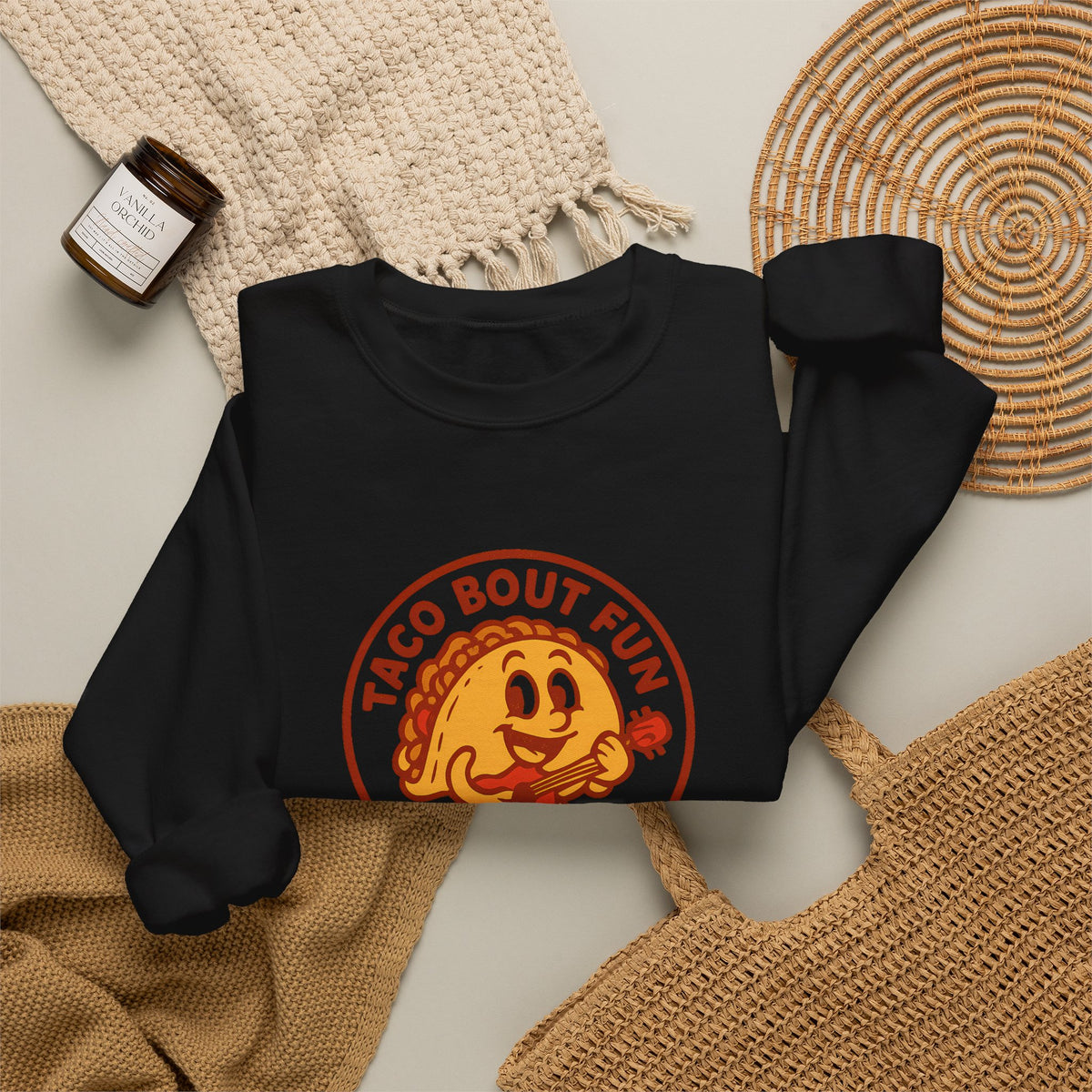 Taco Bout Fun Funny Retro Taco Pun Sweatshirt