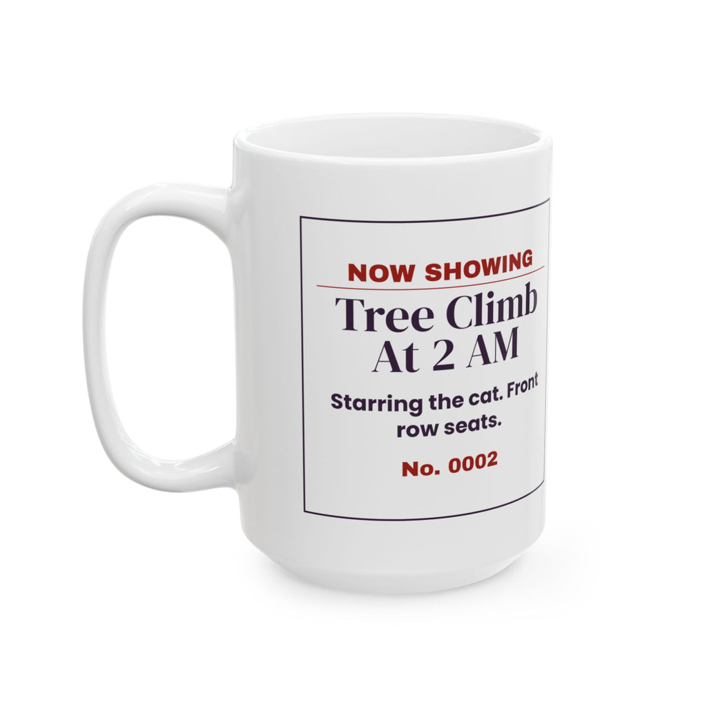 Funny Christmas Cat Coffee Mug Nightly Tree Climb Ticket For Cat Owners