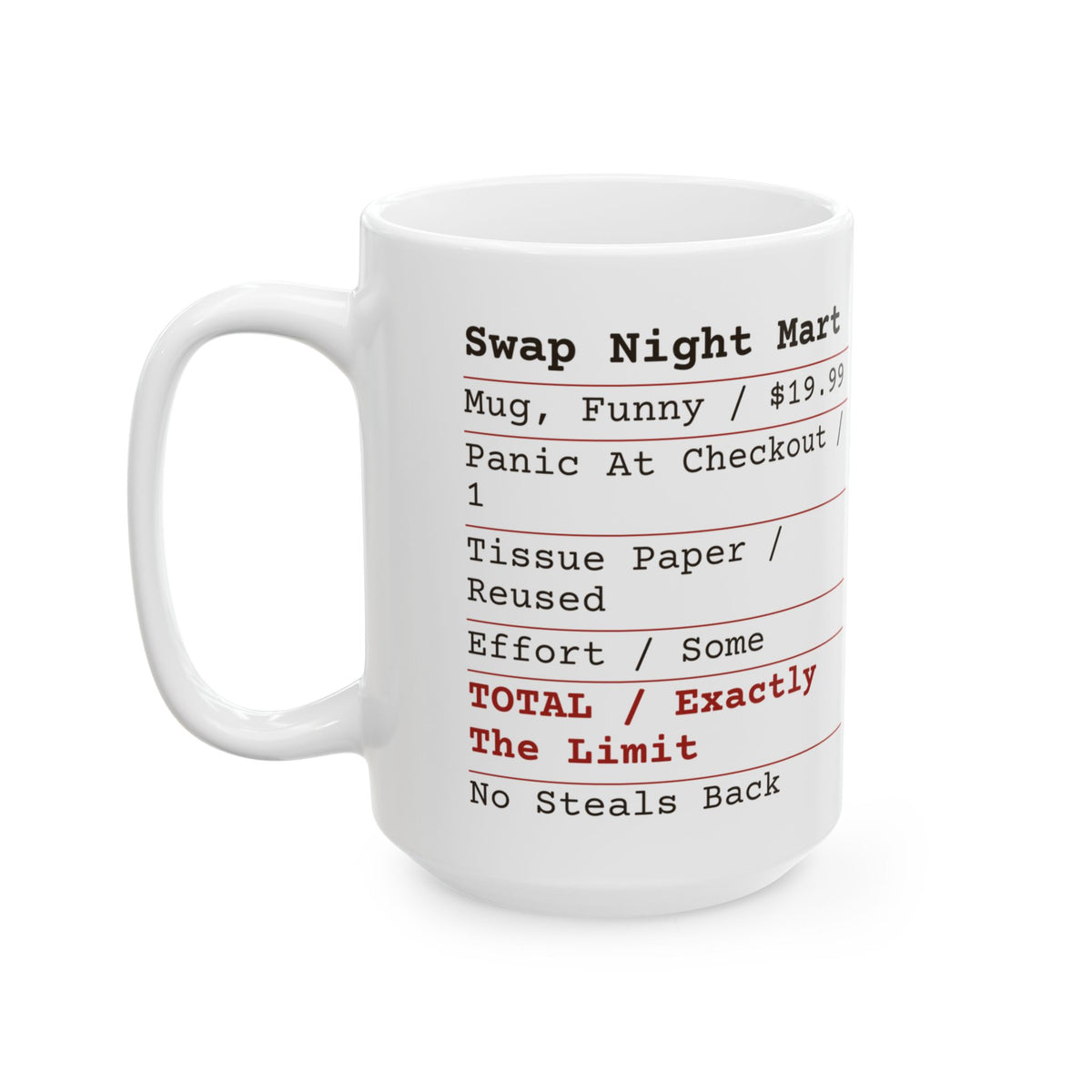 Funny White Elephant Coffee Mug Swap Night Receipt For Coworkers