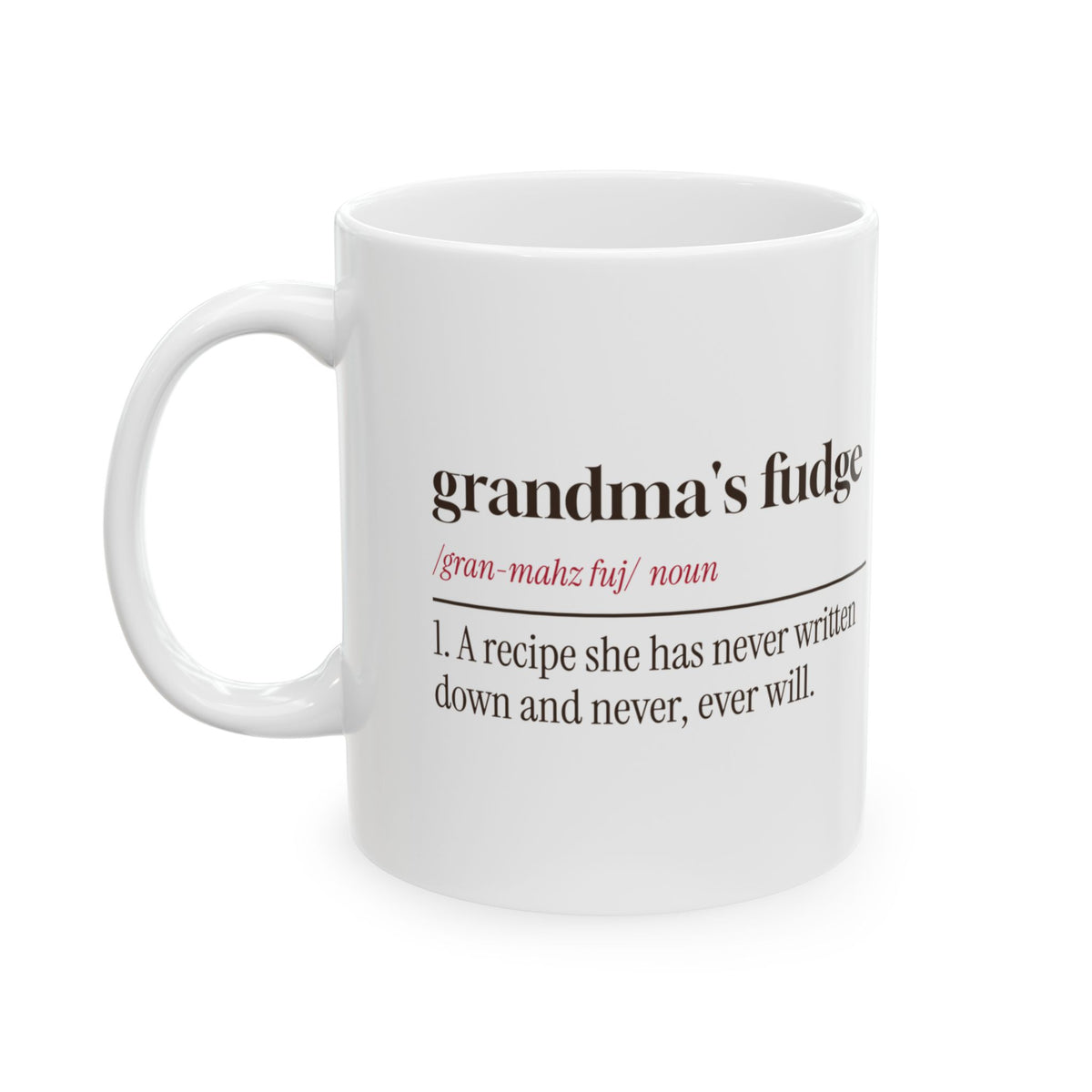 Funny Grandma Christmas Coffee Mug Grandma's Fudge Definition
