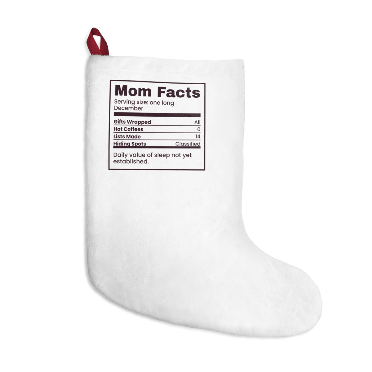 Funny Mom Christmas Stocking Mom Facts Nutrition Label