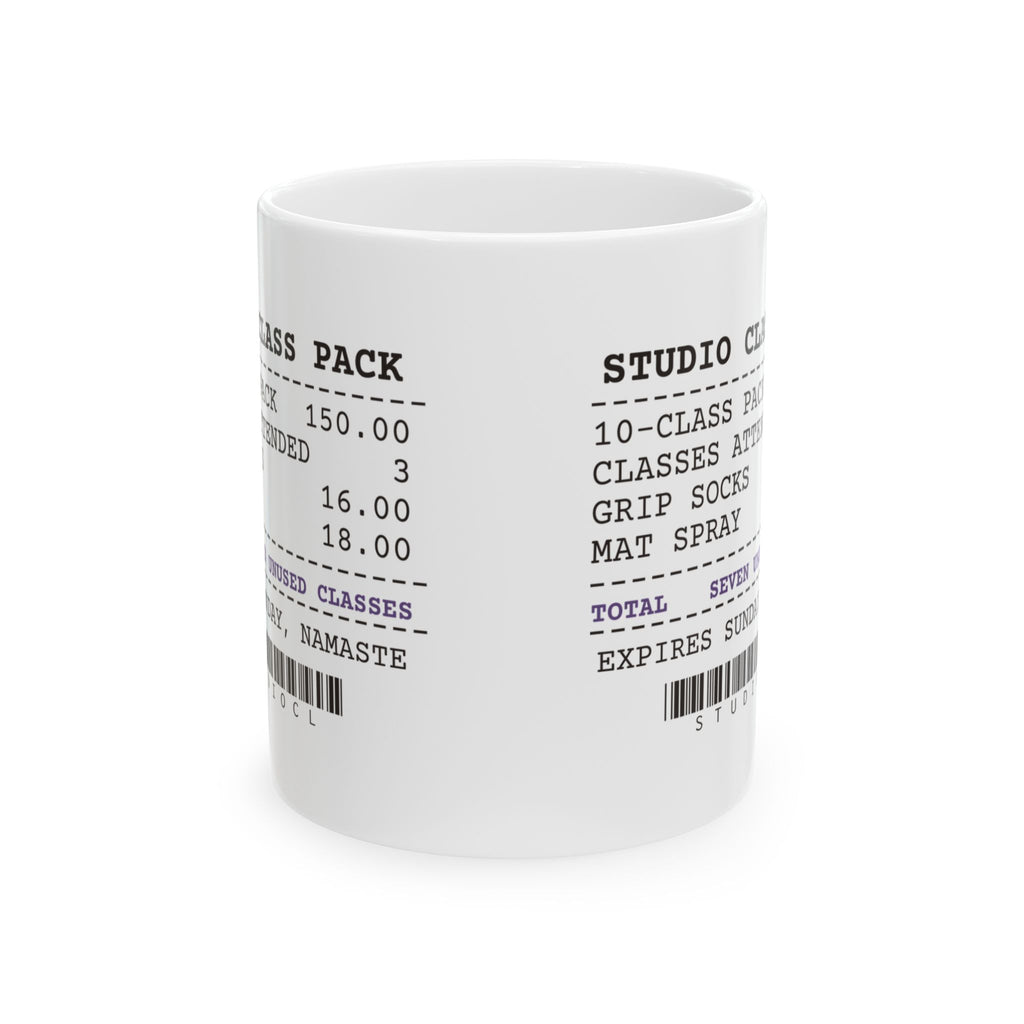Funny Yoga Coffee Mug Class Pack Receipt Seven Unused Classes