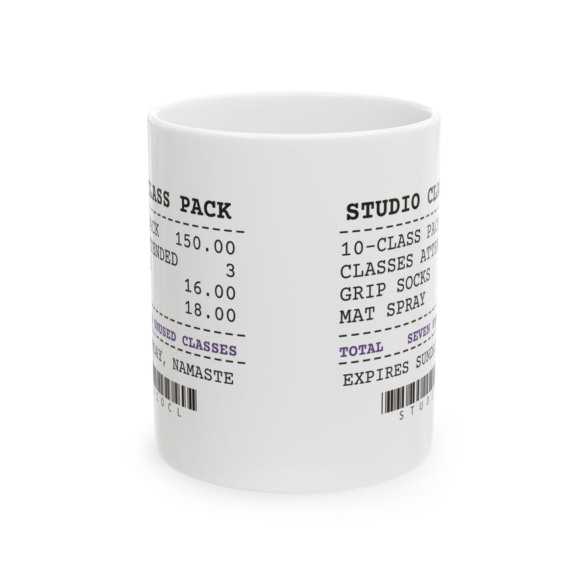 Funny Yoga Coffee Mug Class Pack Receipt Seven Unused Classes