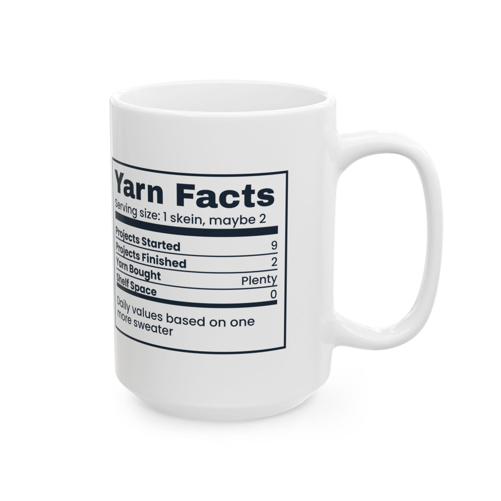 Funny Knitting Coffee Mug Yarn Facts Nutrition Label For Knitters