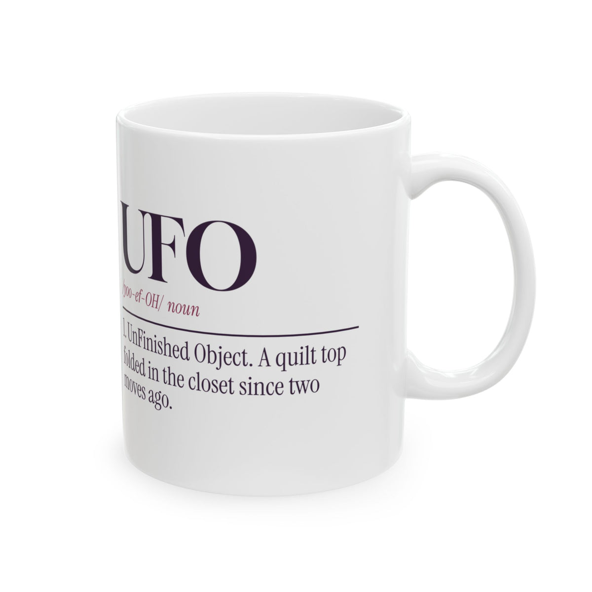 Funny Quilting Coffee Mug UFO Unfinished Object Dictionary For Quilters