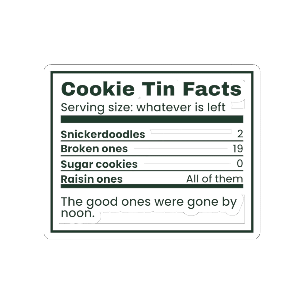 Funny Christmas Cookie Sticker Cookie Tin Nutrition Facts