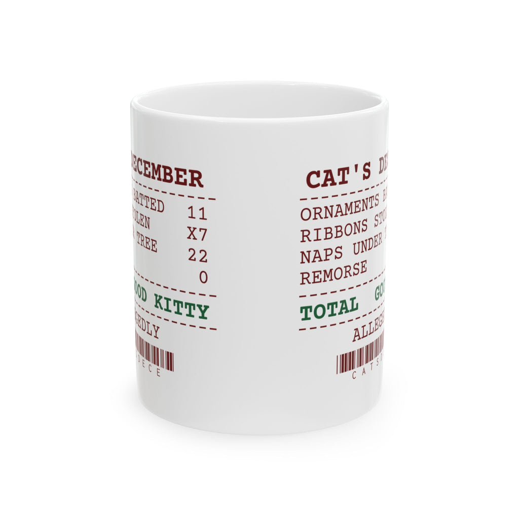 Funny Christmas Cat Coffee Mug Ornaments Batted 11 Remorse 0 Receipt