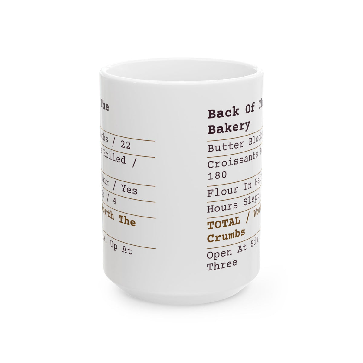 Funny Baker Coffee Mug Back Of The Bakery Receipt For Bakers