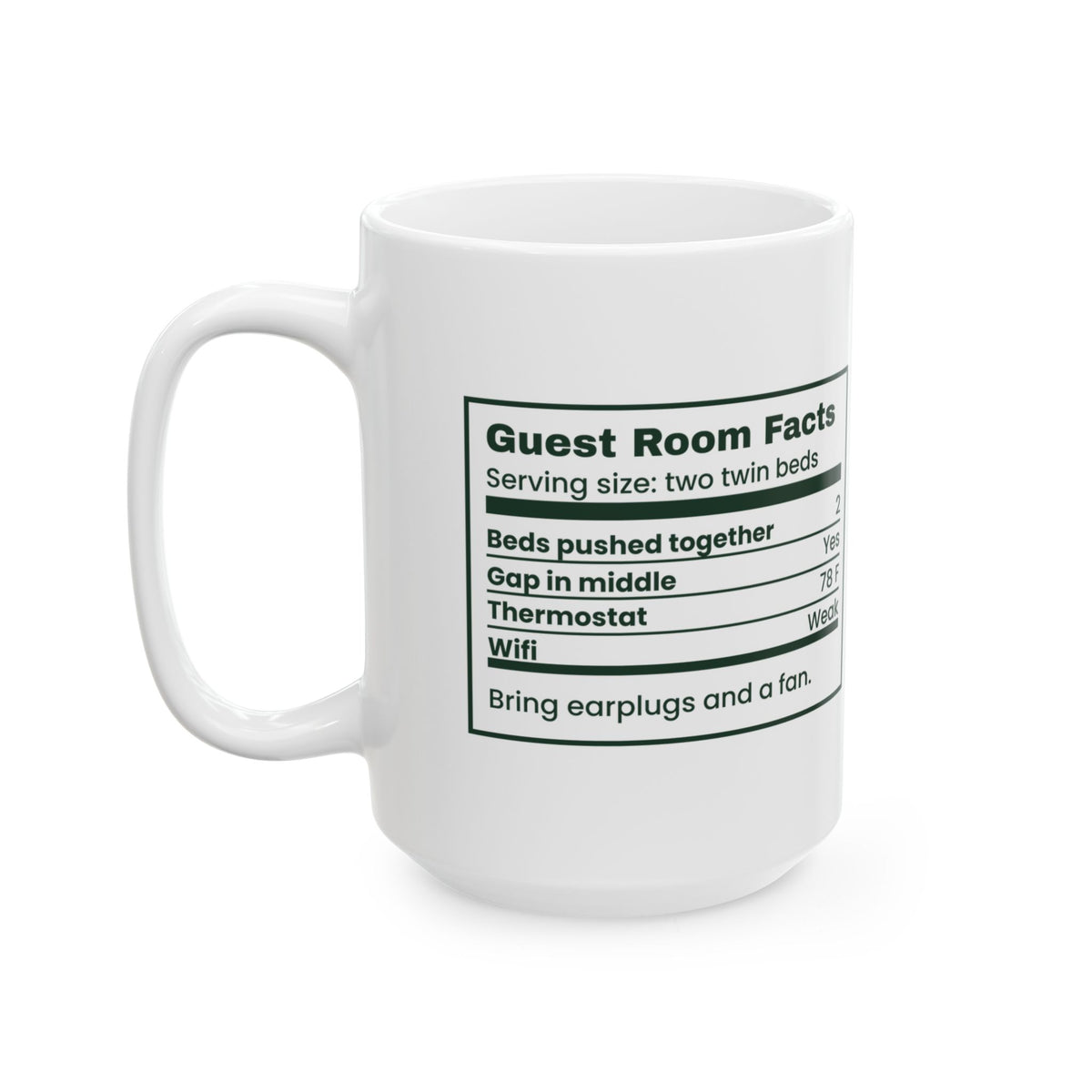 Funny Christmas In Laws Coffee Mug Guest Room Nutrition Facts