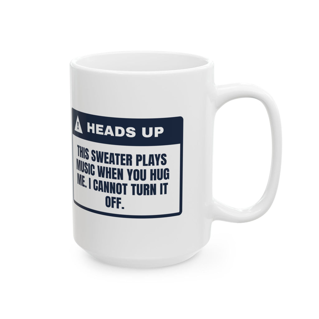 Funny Ugly Sweater Coffee Mug Plays Music When Hugged Warning