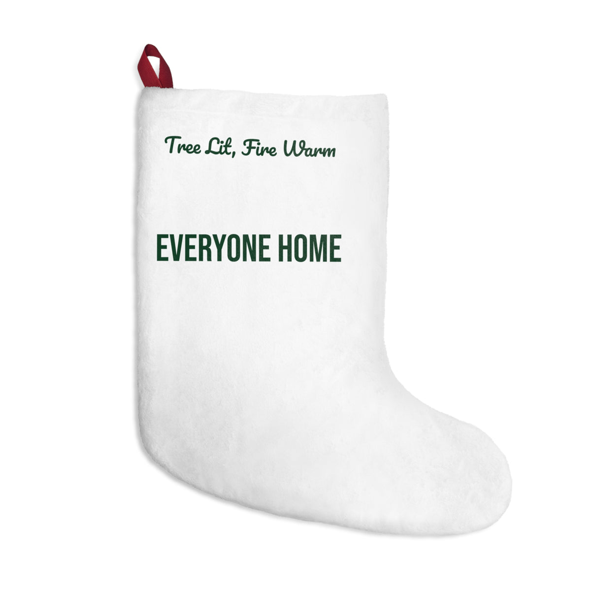 Christmas Stocking Tree Lit Fire Warm Everyone Home Cozy Design