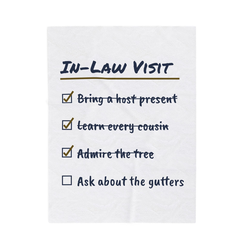 Funny Christmas Throw Blanket In-Law Visit Checklist Ask About The Gutters