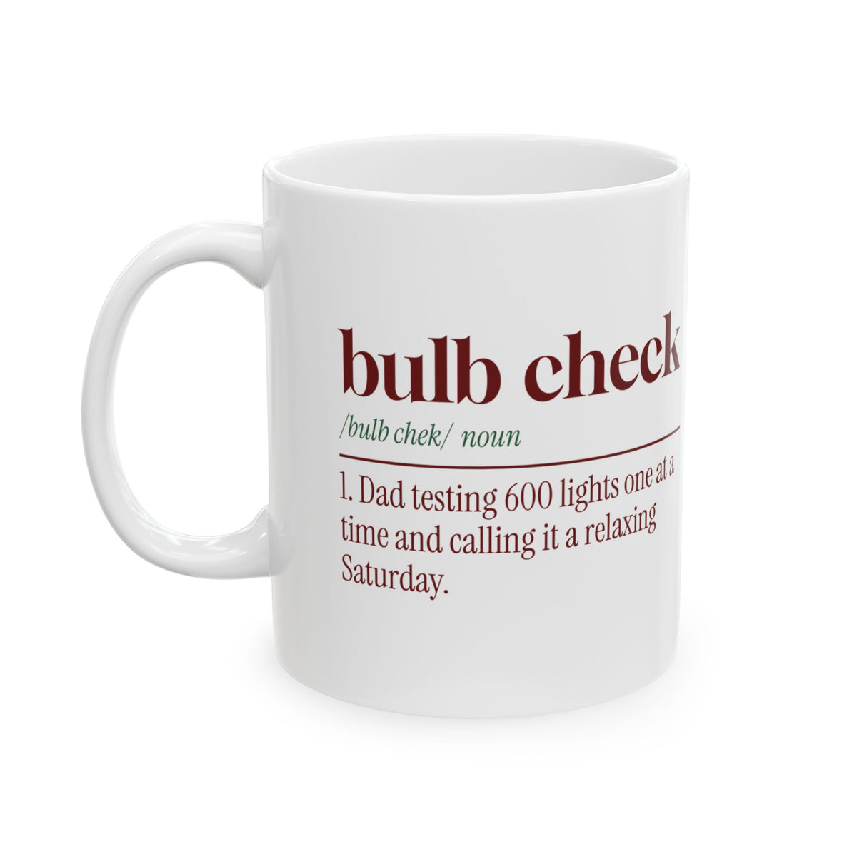 Funny Christmas Lights Dad Coffee Mug Bulb Check Definition
