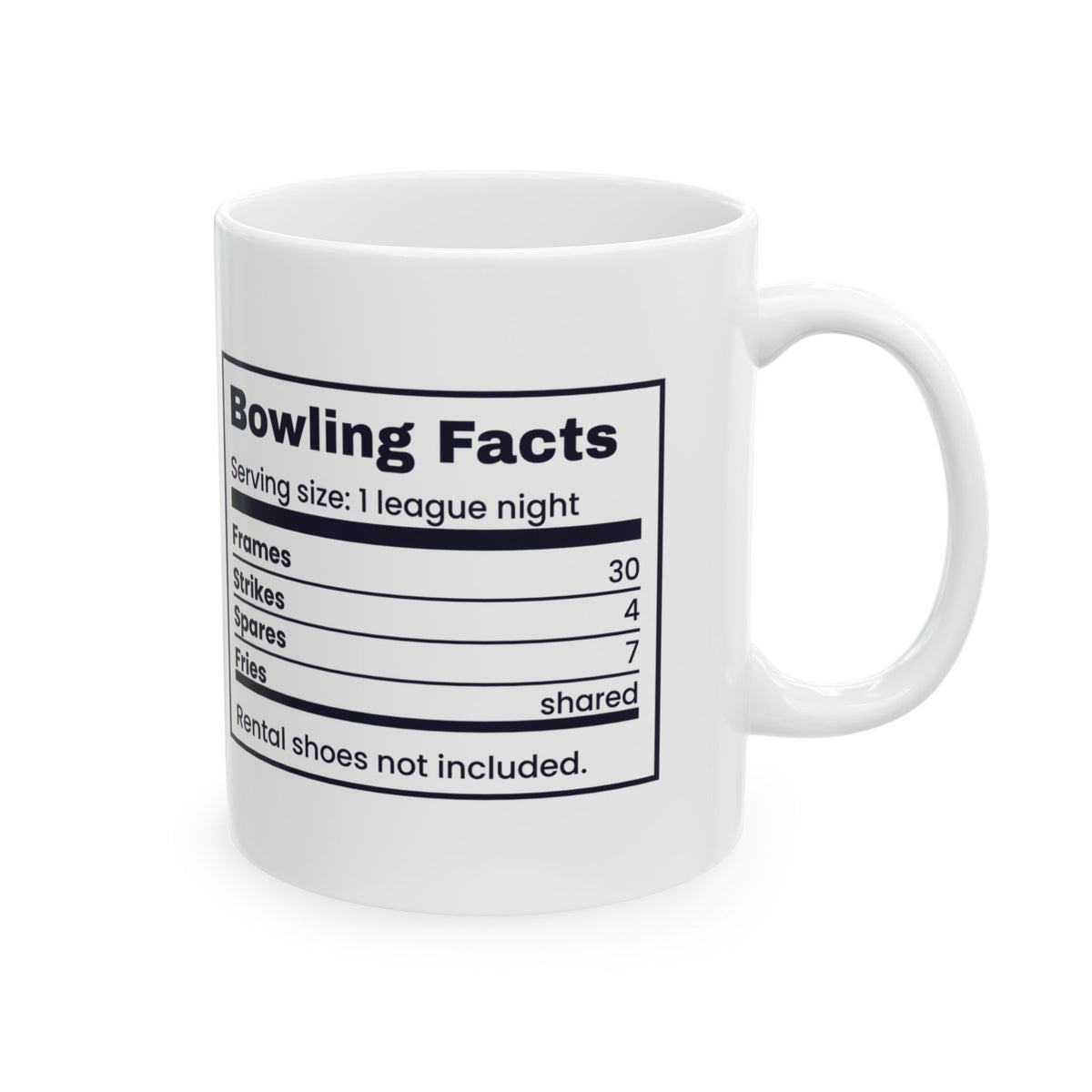 Funny Bowling Coffee Mug Bowling Facts Nutrition Label