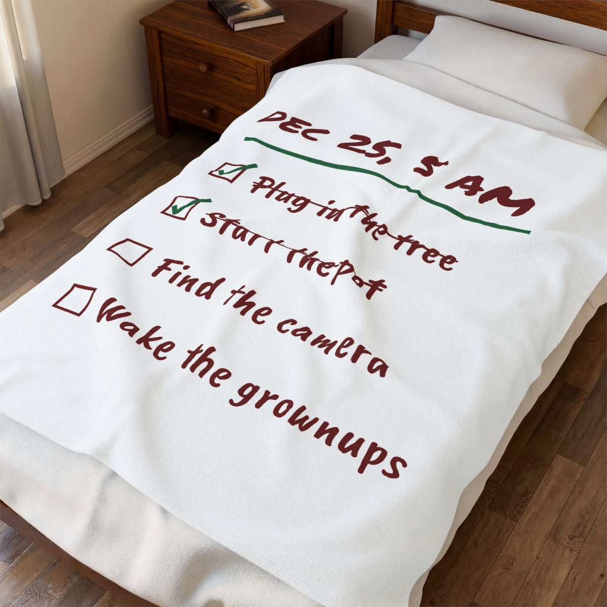 Funny Christmas Throw Blanket Plug In The Tree Start The Pot Checklist