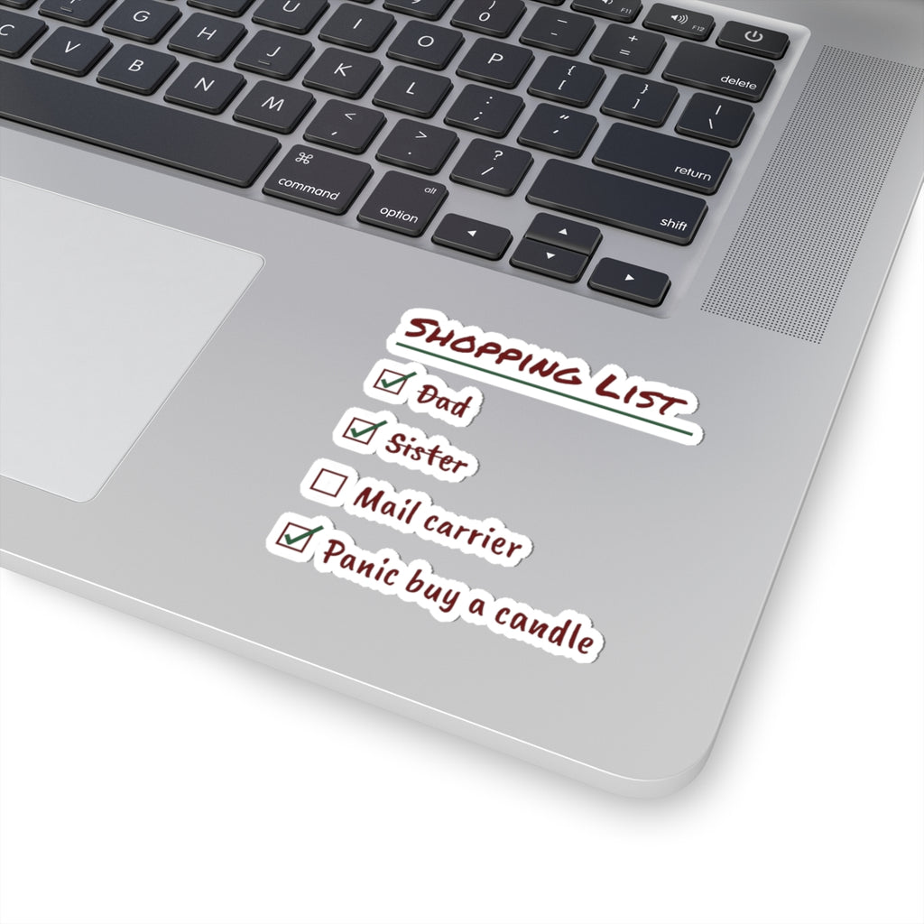 Funny Christmas Shopping Sticker Panic Buy A Candle Checklist