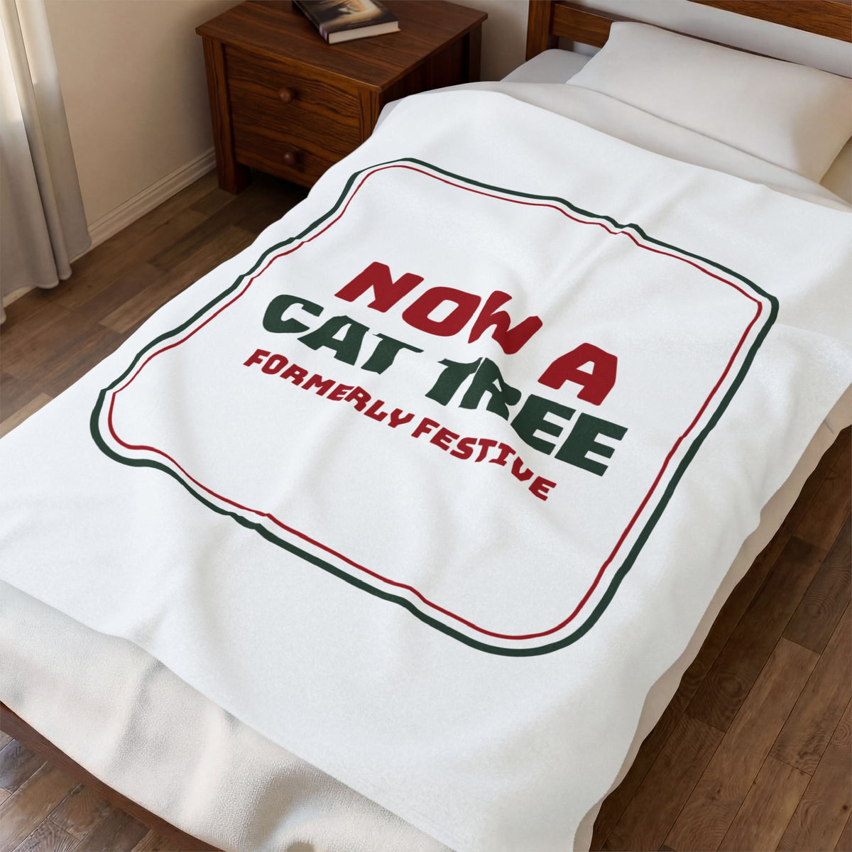 Funny Christmas Cat Throw Blanket Now A Cat Tree Formerly Festive