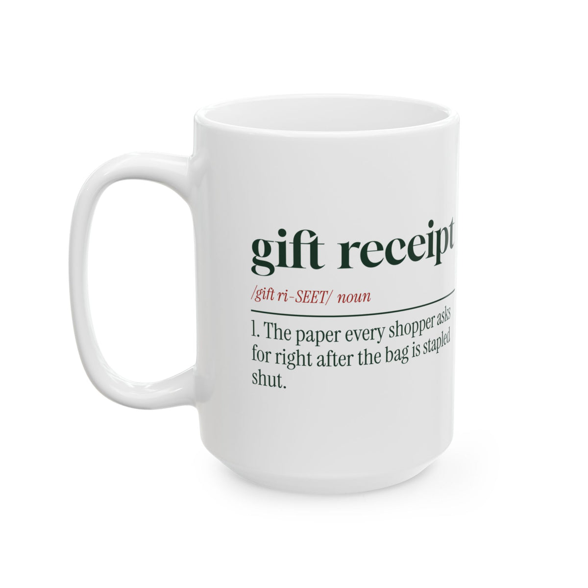 Funny Retail Christmas Coffee Mug Gift Receipt Definition For Cashiers