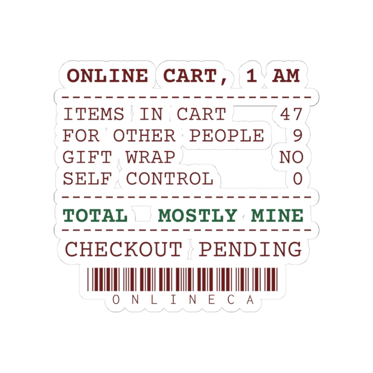 Funny Christmas Shopping Sticker Items In Cart 47 Receipt