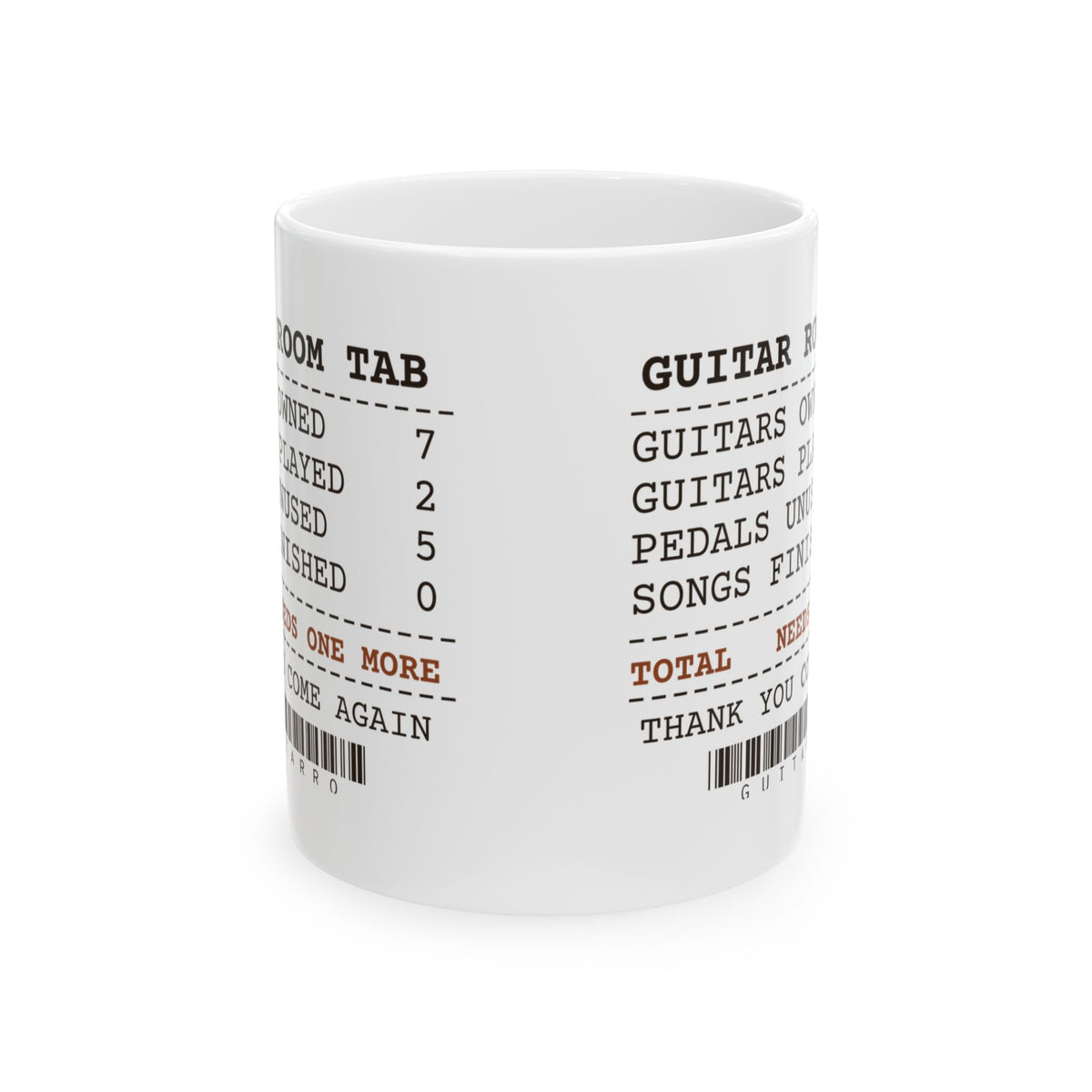Funny Guitar Player Coffee Mug Seven Guitars Plays Two Receipt