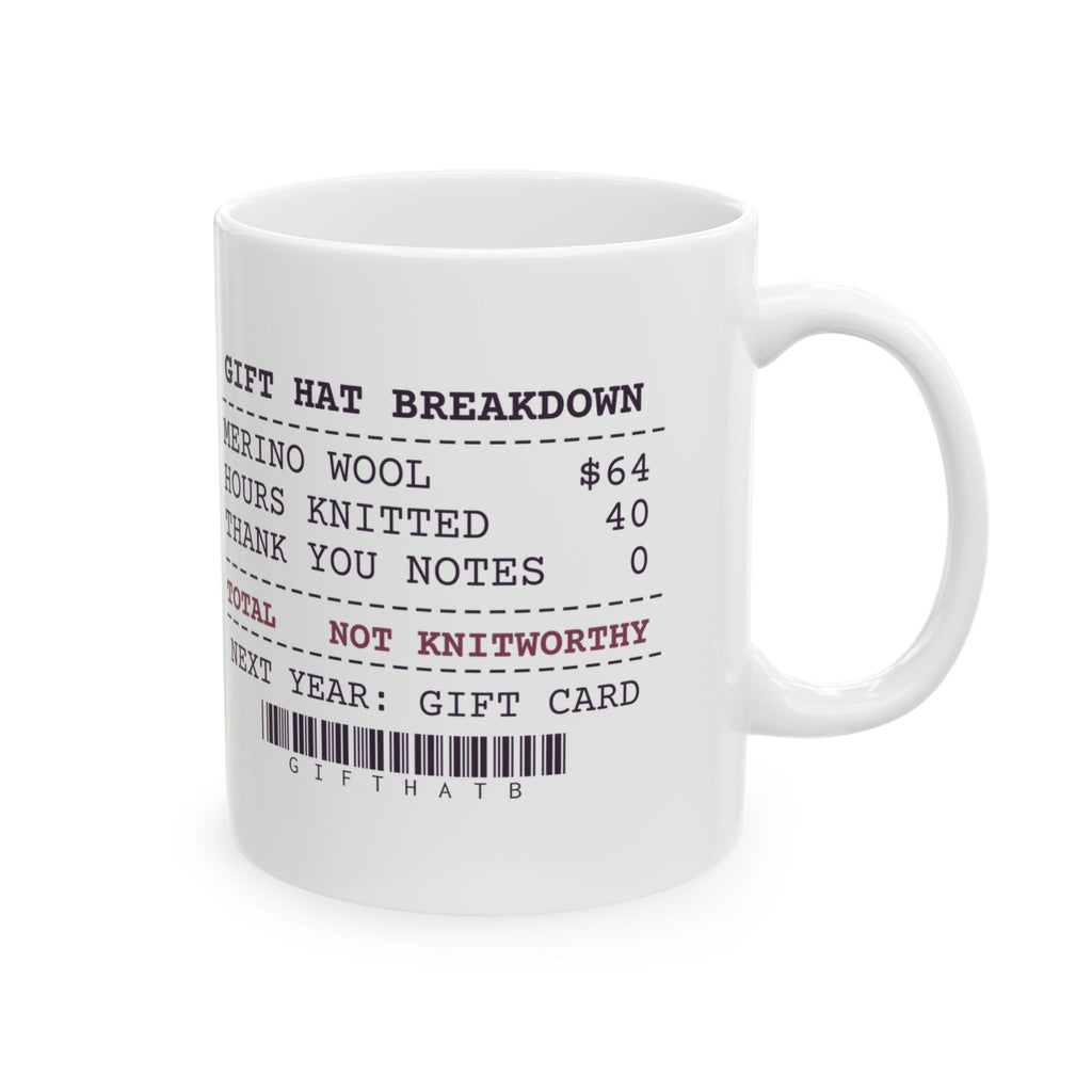 Funny Knitting Coffee Mug Gift Hat Breakdown Receipt For Knitters