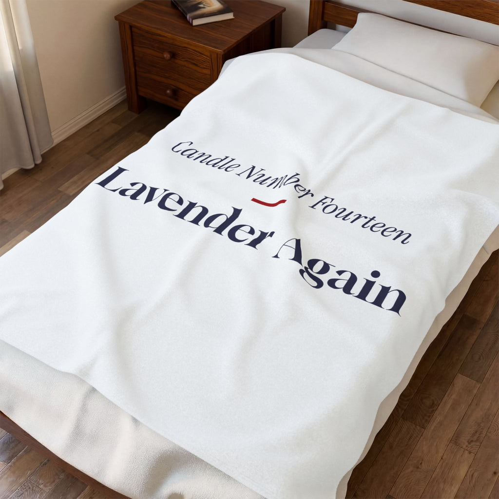 Funny Christmas Teacher Throw Blanket Candle Number Fourteen Lavender Again